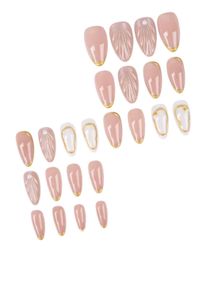 Elegant Almond Nails with Gold Accent