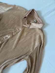 Pleated Button-Up Shirt &amp; Pants Set
