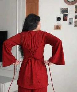 Elegant designer red kurta matching plazzo set