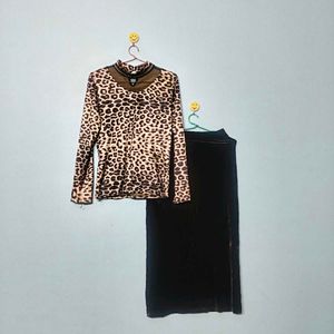 Animal Print Top &amp; Skirt Set