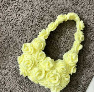 Crocheted Rose Shoulder Bag