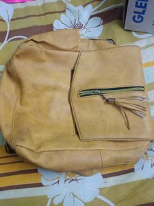 Stylish Yellow Leather Hobo Bag