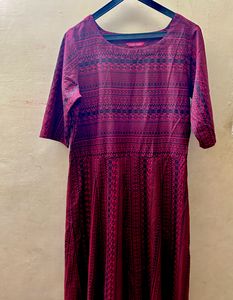 Rozveh Maroon A-line Crepe Maxi Dress(women)