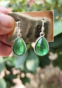 Green Teardrop Dangle Earrings