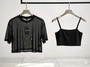 new Black Mesh Top with Camisole Set