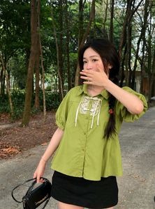 Korean Pinterest Premium Chic Green Chinese Top