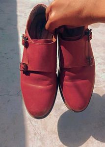 Stylish Red Monk Strap Shoes