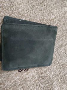 Dark Green Suede Bi-Fold Wallet