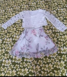 Beautiful White Coloured Printed Frock