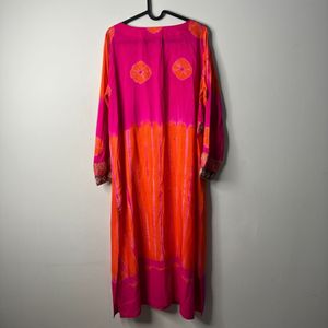 Vibrant Pink &amp; Orange Tie-Dye Kurta