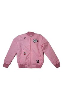 Pink Bomber Jacket with Patches