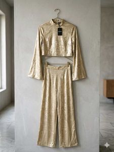 Gold shimmer  Bell Sleeve Co-ord Set