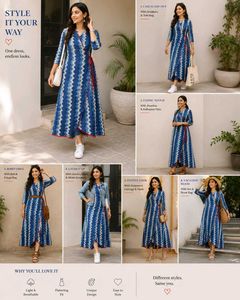 Versatile Blue Chevron Wrap Dress