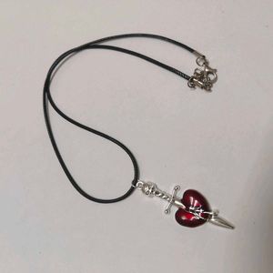 Gothic Heart &amp; Dagger Skull Necklace