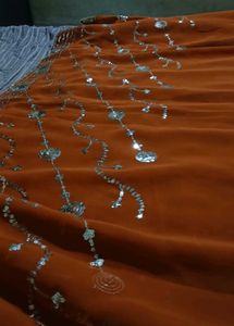 Elegant Orange Sequin Saree