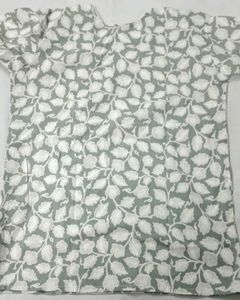 Grey Floral Embroidered Short Kurta