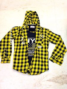 boys new looking Yellow Hooded Shirt