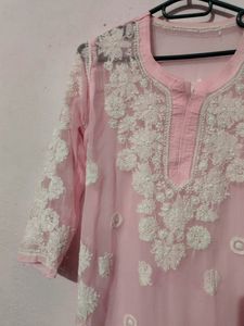 Pink Floral Embroidered Tunic