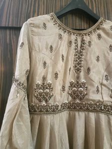 Embellished Pleated Kurti with Plazoo