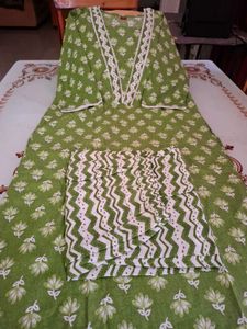 Green Floral Kurta Set