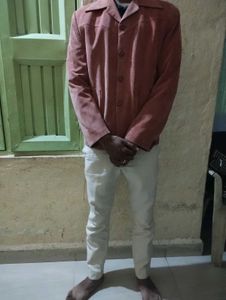 Stylish Men's Orange Corduroy Jacket