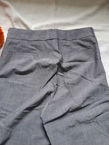 Gray Wide Leg Trousers-Mid waist