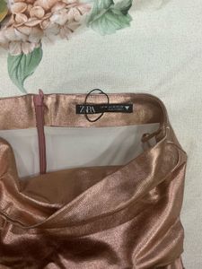 Metallic Ruched Strapless Top