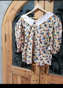 Vintage Floral Blouse with Peter Pan Collar
