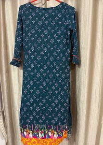 Rangriti  Teal Kurta with Vibrant Elephant
