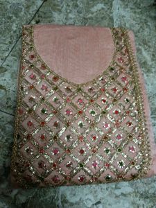 Elegant Peach Embroidered Kurta Set