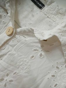 White Broderie Anglaise Button-Up Shirt