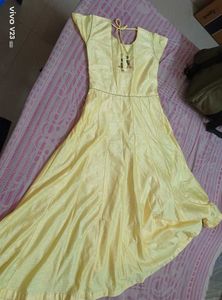 Haldi Special Yellow Silk Anarkali Gown