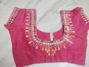 Pink Embellished Readymade Saree Blouse