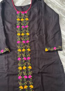 Embroidered Black Kurta Set