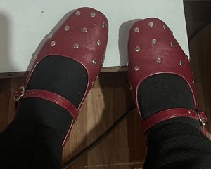 Red Mary Jane Flats