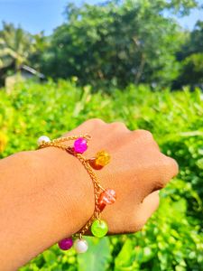 [Freeup shipping]Colorful Beaded Charm Bracelet