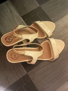 Cream Patent Leather Sandals