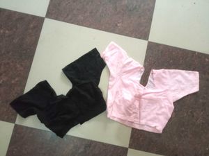 Two Blouses: Pink Embroidered & Black