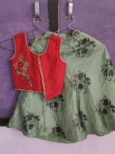 Beautiful Red &amp; Green Lehenga Choli Set