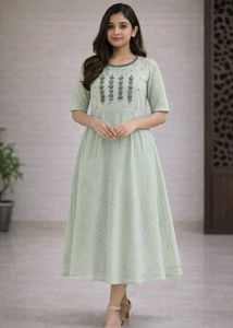 Elegant Mint Green Embroidered Kurta XL - XXL