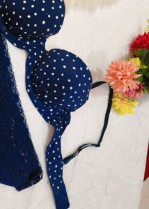 Blue Polka Dot Bra &amp; Brief Set