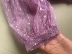 Purple Polka Dot Puff Sleeve Top