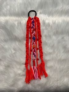 5 different Red Braided Hair Accessory with Beads