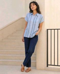 Shein Extended Sleeves Spread Collar Striped Shirt