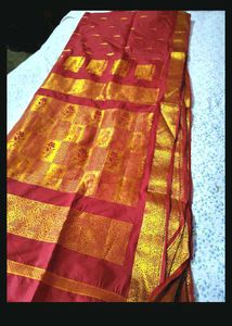 Elegant Red Saree with Gold Border