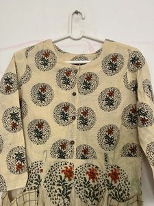 Beige Printed Kurta with pant