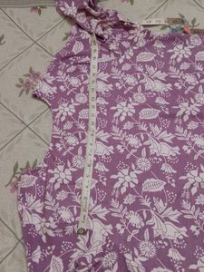Purple Floral Print Relaxed Fit Tunic of1