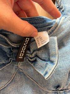 H&amp;M Denim Puff Sleeve Bow Dress