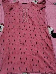 Pink Printed Kurta with blue plazo