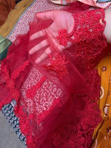 Beautiful Red Embellished Saree